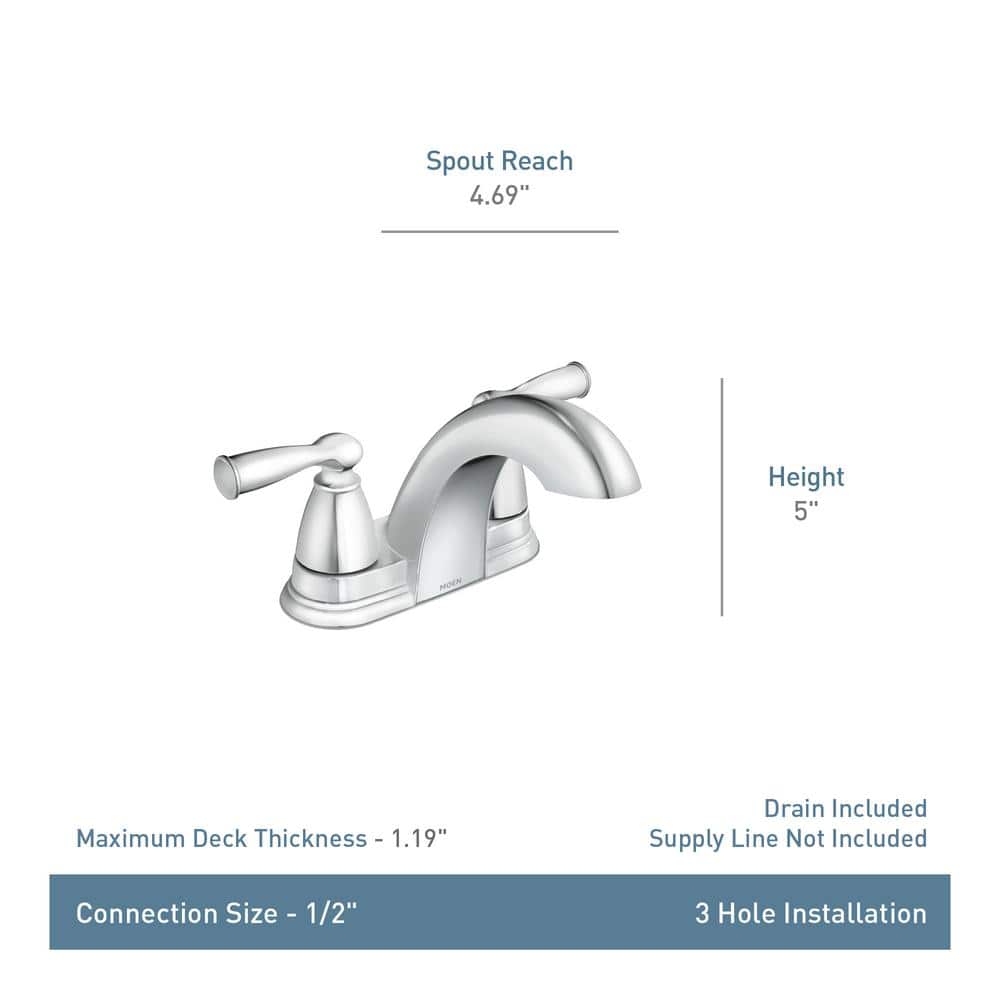 Moen Banbury Chrome 4 in. Centerset Bathroom Sink Faucet
