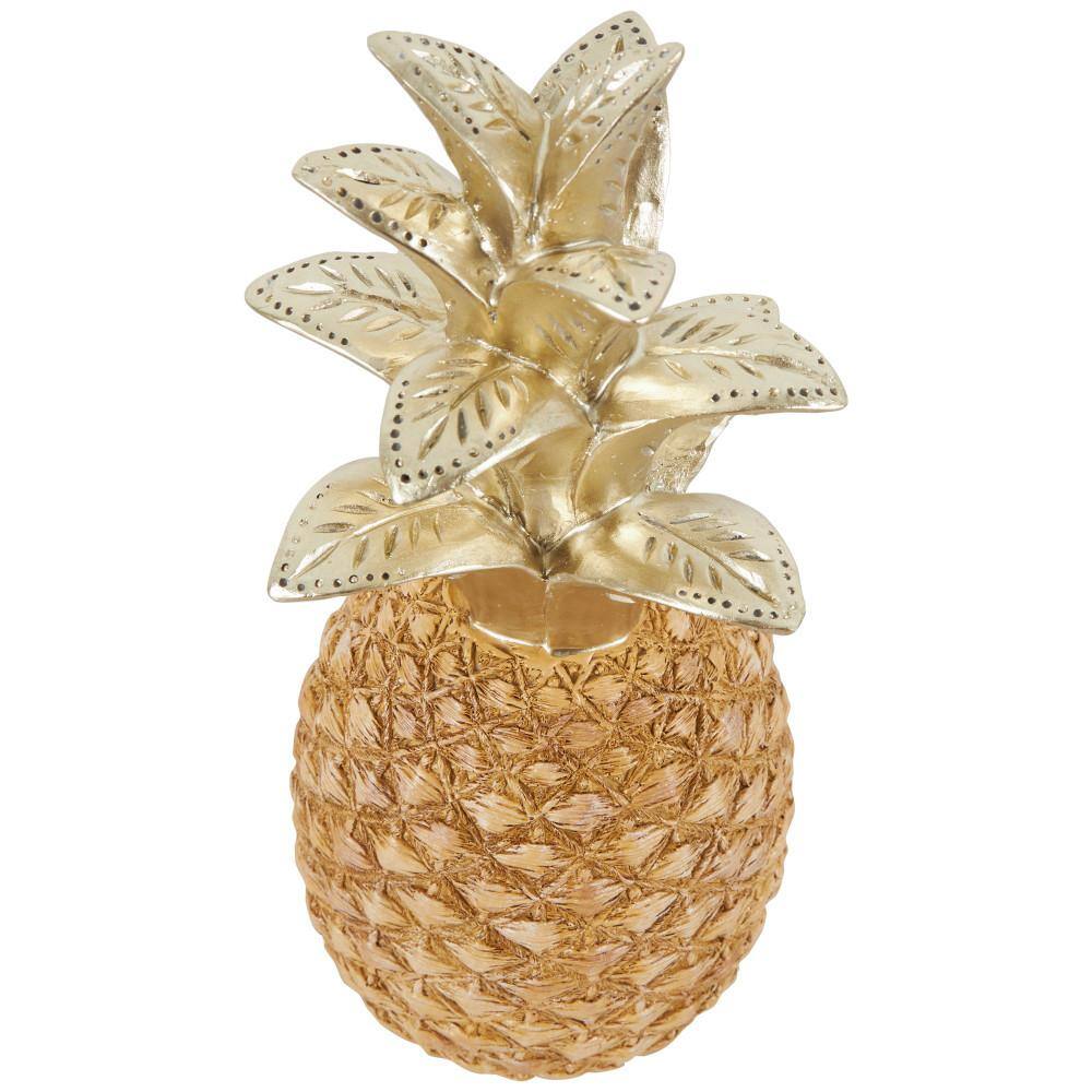 Gold and White Resin Pineapple Decorative Sculpture