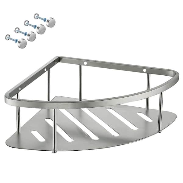 304 Stainless Steel Wall Mounted Corner Shower Caddy Corner Storage Shelf Triangular Shower Basket in Brushed Nickel