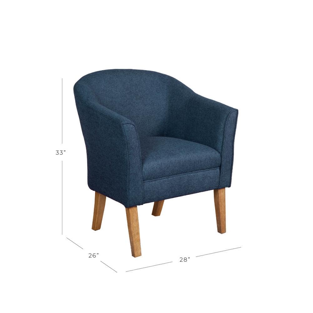 Navy Blue Modern Barrel Wooden Accent Chair