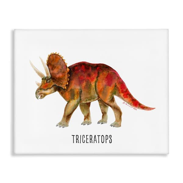 Stupell Industries Triceratops Dinosaur Learning by Brett Blumenthal Unframed Animal Graphic Art Print 16 in. x 20 in.
