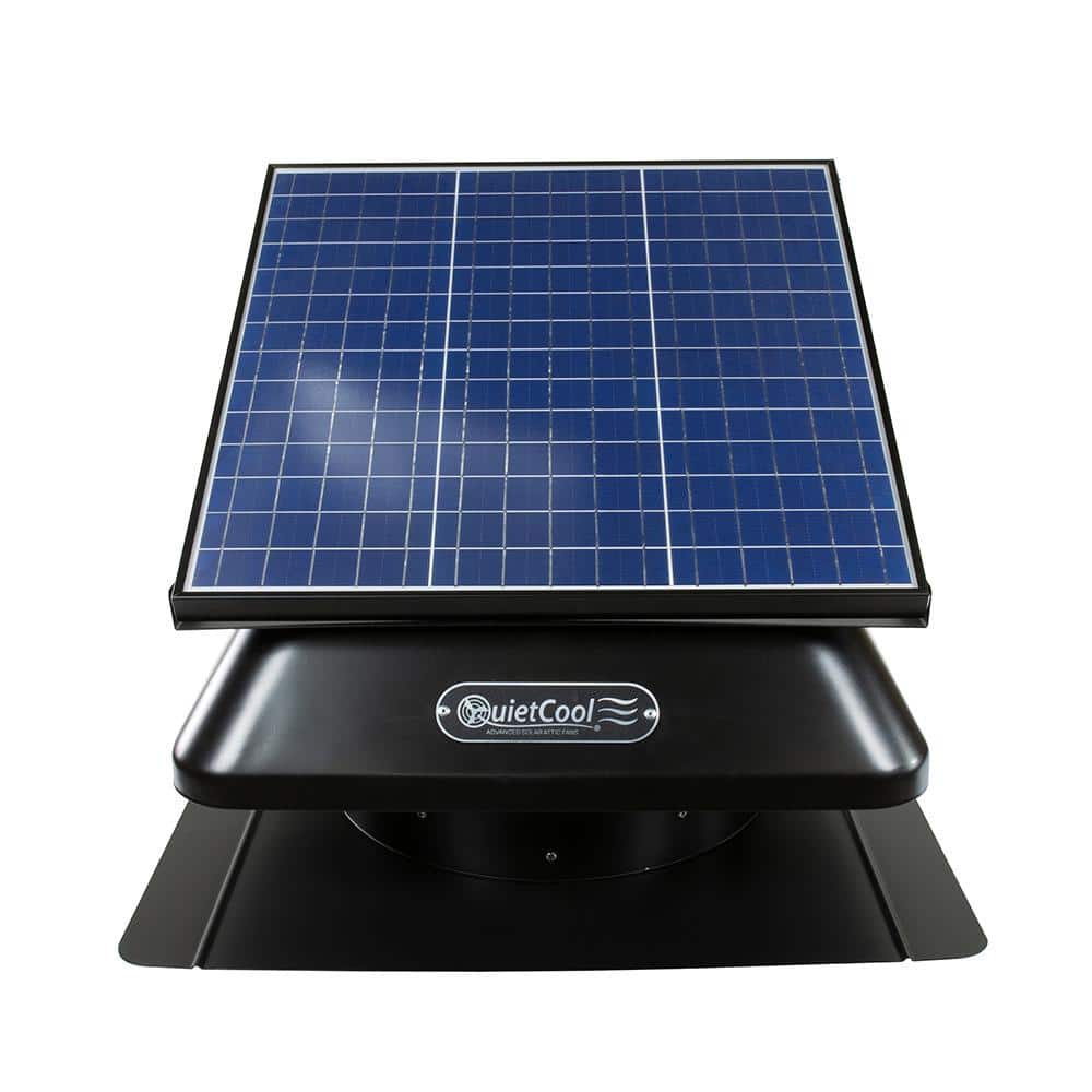 QuietCool 40-Watt Hybrid Solar/Electric Powered Roof Mount Attic Fan with Included Inverter, Black -  AFR SLR-40