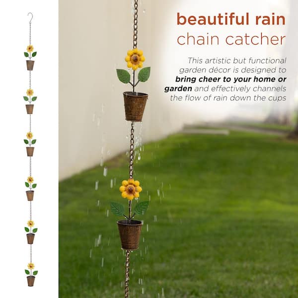 Alpine Corporation 69 in. Tall Metal Hanging Sunflower Pot Chain