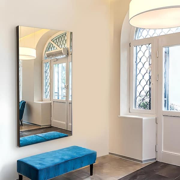 30 in. W x 54 in. H Glassless Mirror with Lightweight, Shatterproof Design and Premium Black Frame for Salon, or Studio