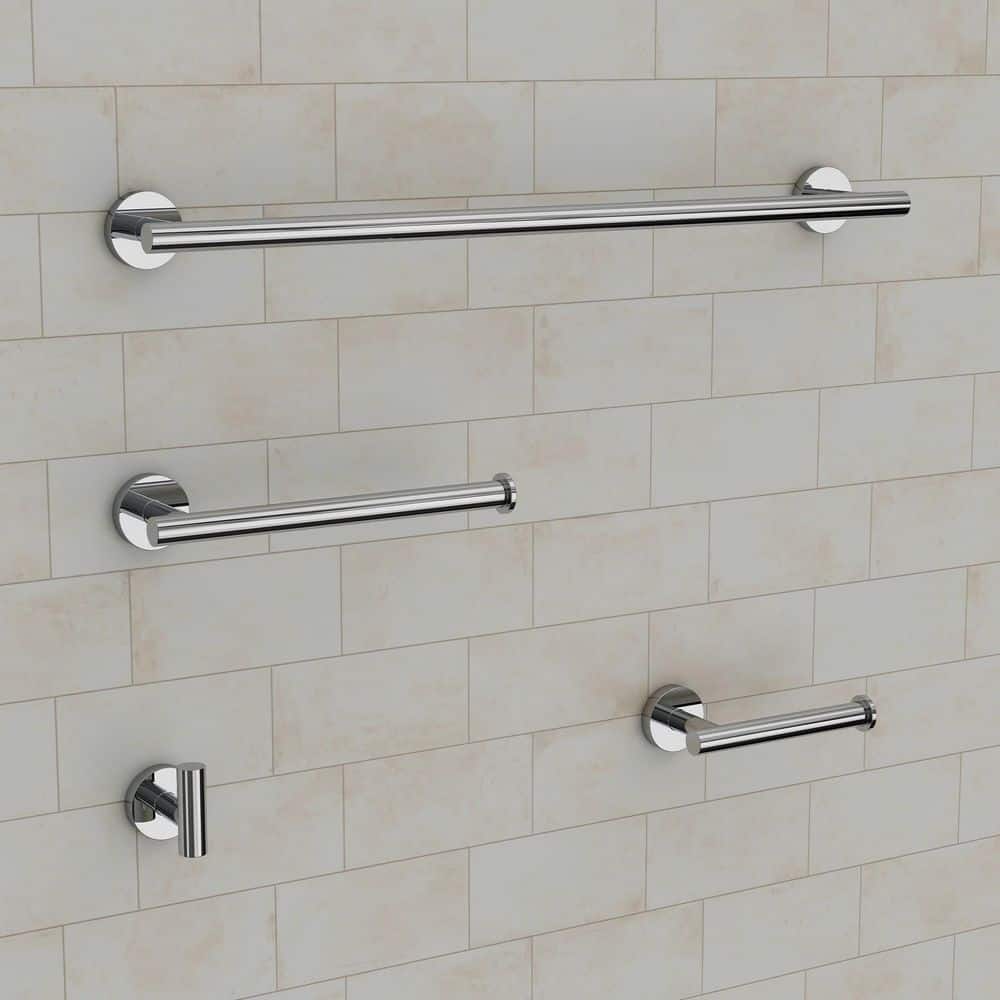 4-Piece 1-Spray Wall Mount Handheld Shower Head with Towel Rack Set 1.8 GPM in Chrome Stainless Steel price history on PriceWatchPro