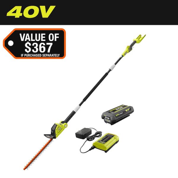 RYOBI 40V 18 in. Cordless Battery Pole Hedge Trimmer with 2.0 Ah
