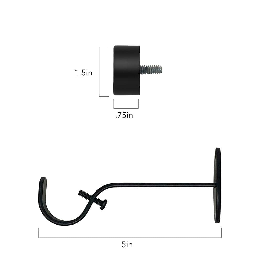 Antique Black Adjustable Curtain Rod with Cap Finials, 28"-48"