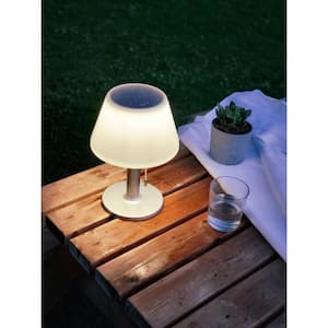 11 in. White Solar Powered Integrated LED Table Lamp