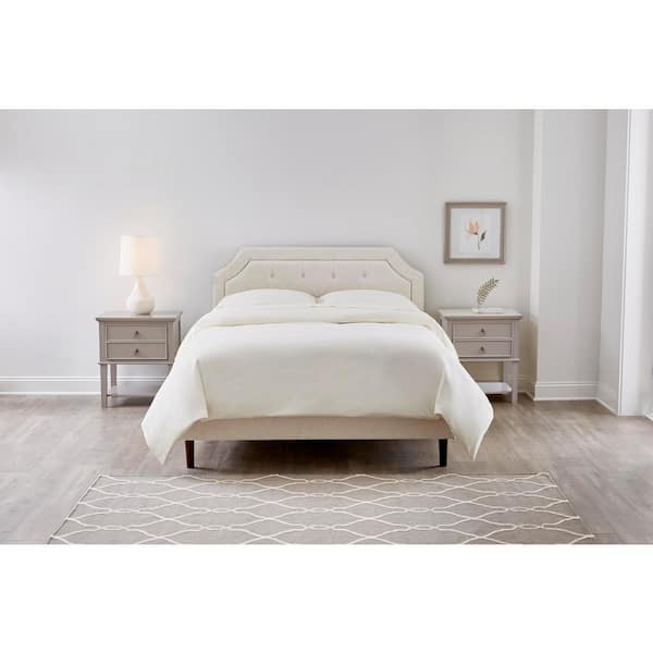 StyleWell Vinedale Biscuit Beige Upholstered Twin Platform Bed 