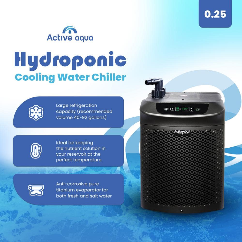 Active Aqua 1/4 HP Black Hydroponic Water Chiller