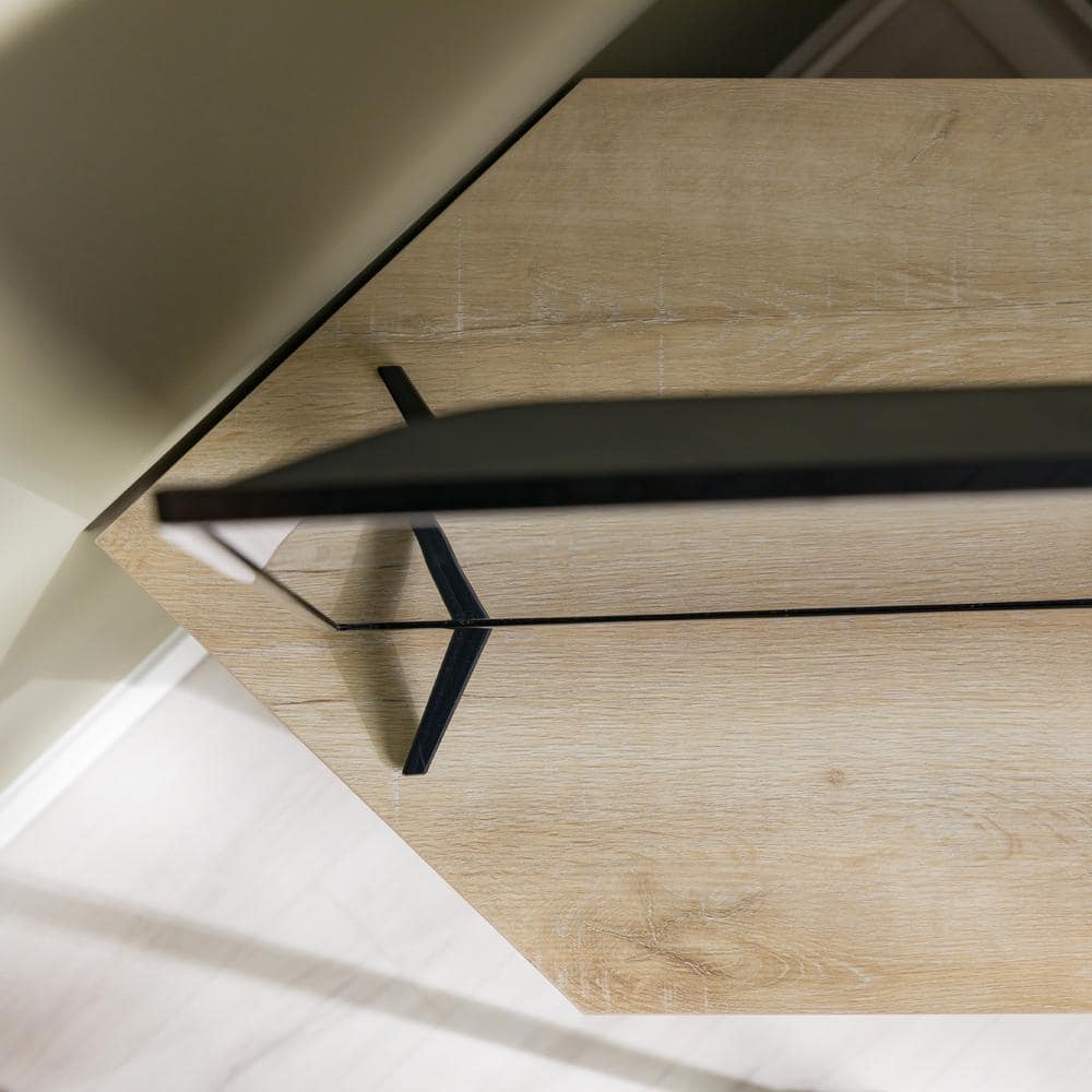 Elegant White Oak 48" Corner Media TV Stand with Electric Fireplace