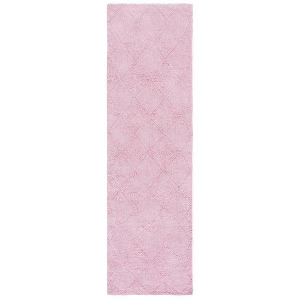 Easy Care Rose 2 ft. x 9 ft. Machine Washable High-Low Diamond Solid Runner Rug