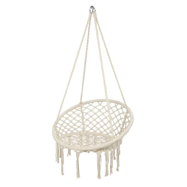 Karl home 31.5 in. Portable Hammock Rope Chair Outdoor Hanging Air Swing in Beige