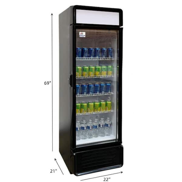 22 in. W 9 cu. ft. Glass Door Commercial Refrigerator Merchandiser Display in Black