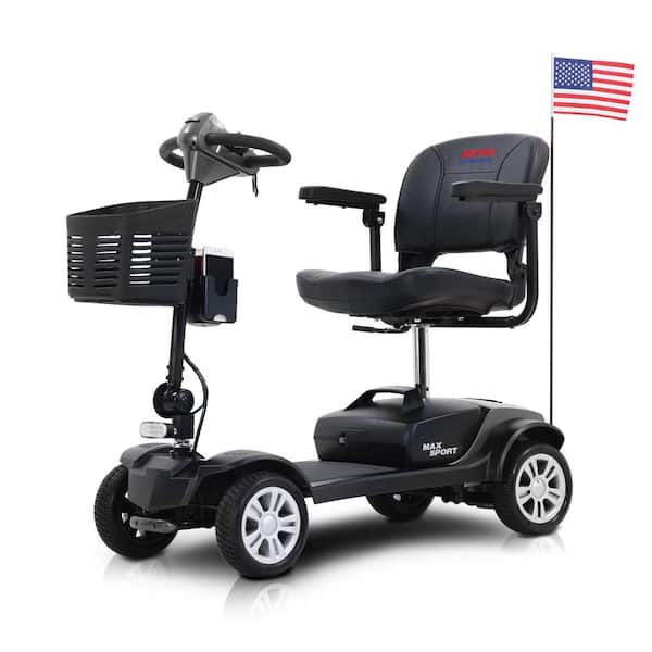 Unbranded Outdoor 4-Wheel Compact Electric Scooter With 300 W Motor, Smart Electromagnetic Brake, With Cup Holder And Flag, Gray