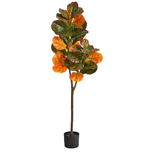 4 .5ft. Brown Autumn Fiddle Leaf Artificial Fall Tree