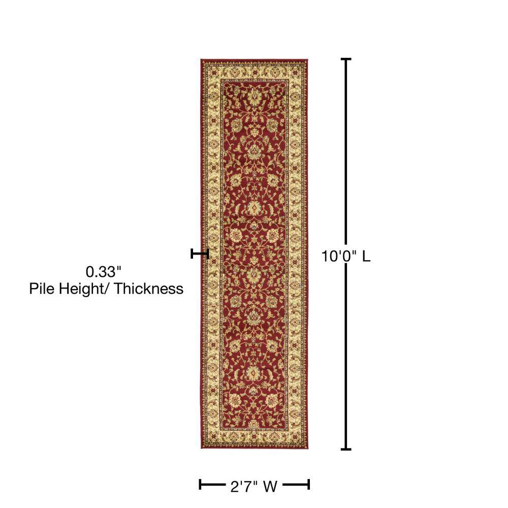 Red and Gold Synthetic Oriental Runner Rug