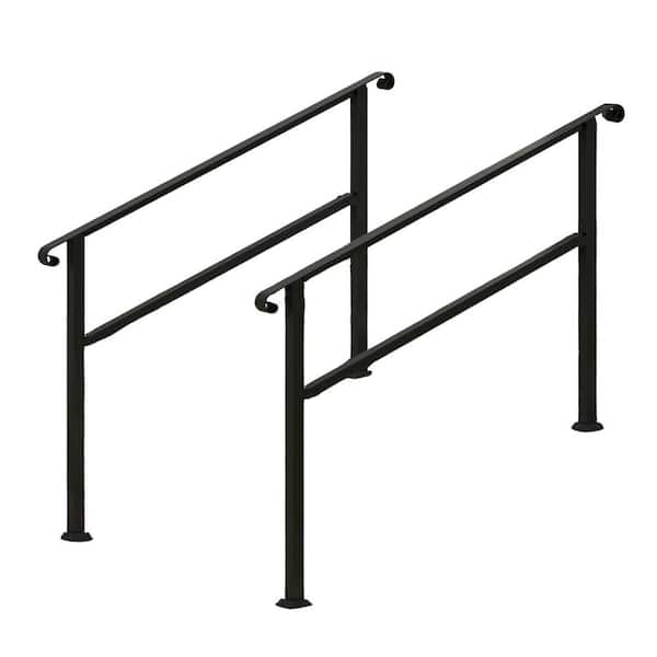 Afoxsos Set of 2 Heavy Duty Adjustable Metal Hand Rails for Outdoor Steps Deck Porch Railing Kit 3 Step Stair Handrails
