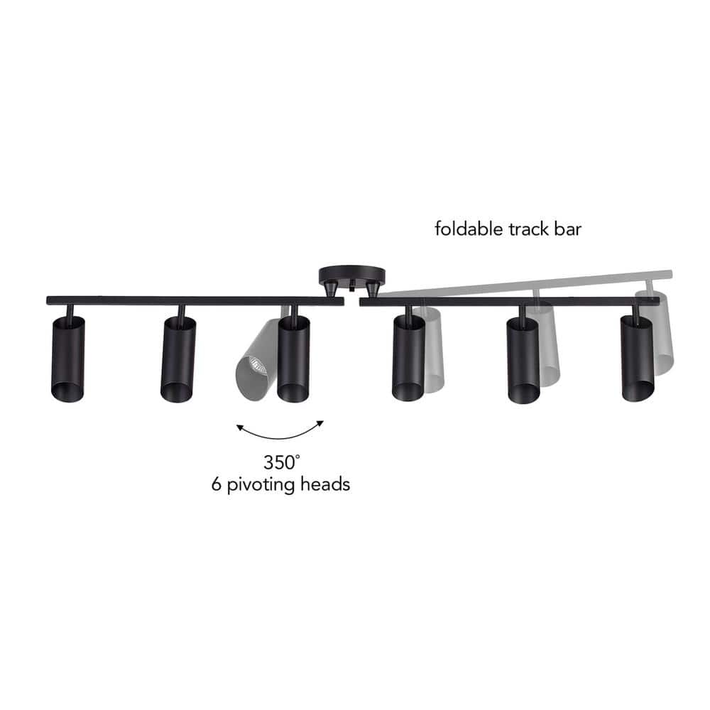 Modern Matte Black 46" Metal 6-Light Ceiling Track Fixture