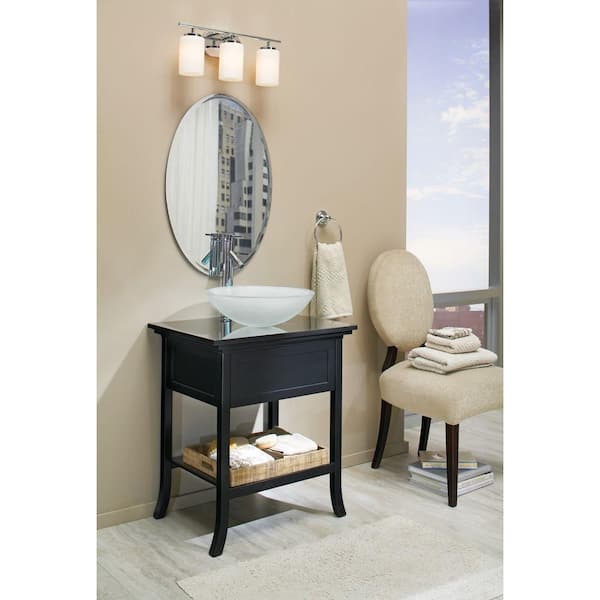 Oslo 20 in. 3-Light Chrome Transitional Contemporary Wall Bathroom Vanity Light with Cased Opal Etched Glass Shades