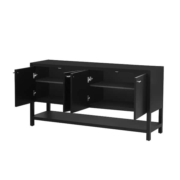 COWLOWN 59.6 in. W x 15.7 in. D x 30.1 in. H Bathroom Black Linen Cabinet
