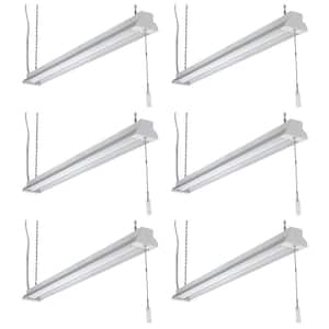 40 in. 50-Watt Equivalent Plug-In Integrated LED White Shop Light with Pull Chain 4000K Bright White 2800 Lumen (6-Pack)