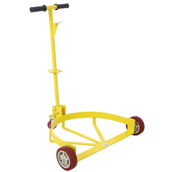 WRIGHTMASTER 55 Gallon Low Profile Steel Oil Drum Dolly with 3 Casters, 1200 lbs. Capacity
