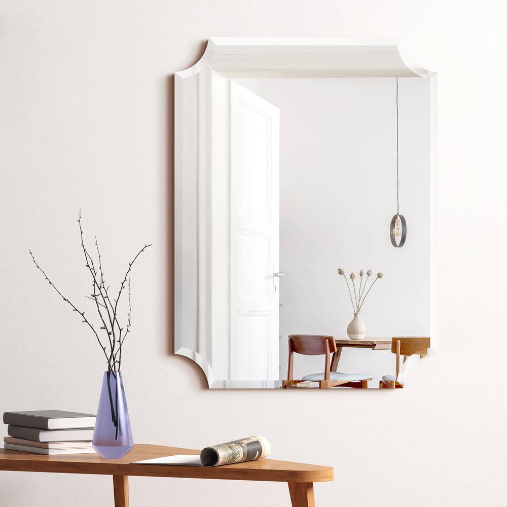 Elegant Scalloped Edge Frameless Wall Mirror 30" x 40"