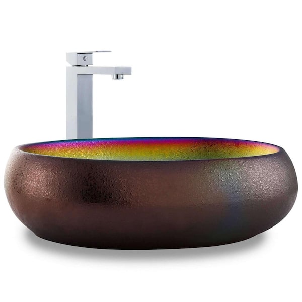 FINE FIXTURES Luxury Multichrome Ceramic Oval Vessel Sink