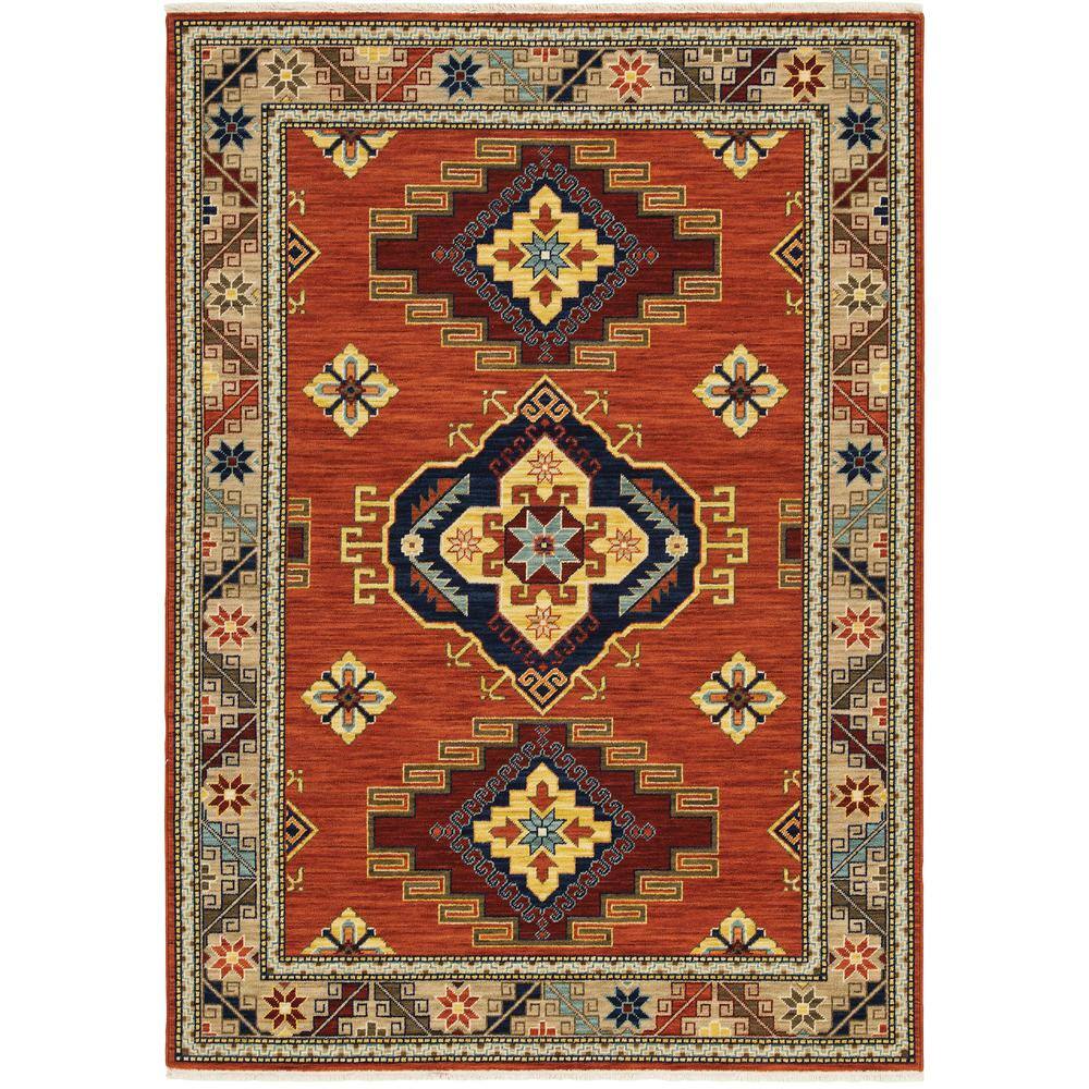Lillian Red/Multi-Colored 10 ft. x 13 ft. Triple Oriental Medallion Wool/Nylon Blend Fringed-Edge Indoor Area Rug price history on PriceWatchPro