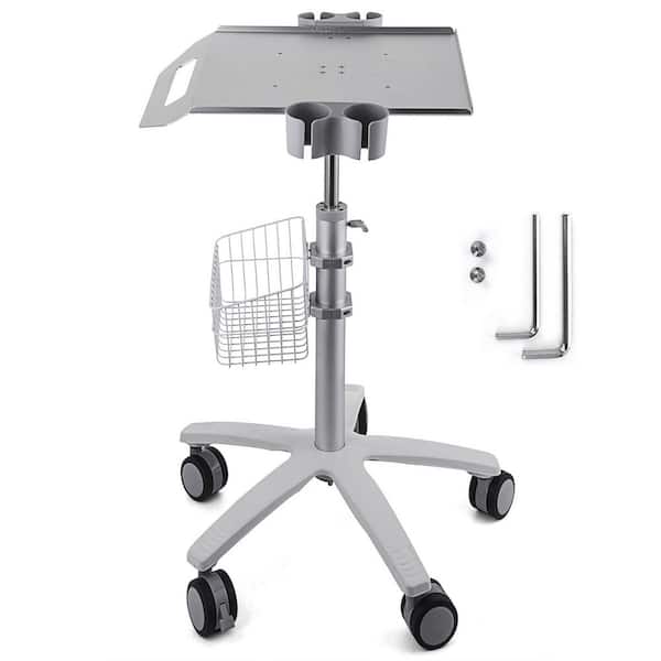 White Medical, Salon Cart with Wheels, Height Adjustable, Metal Salon Stations