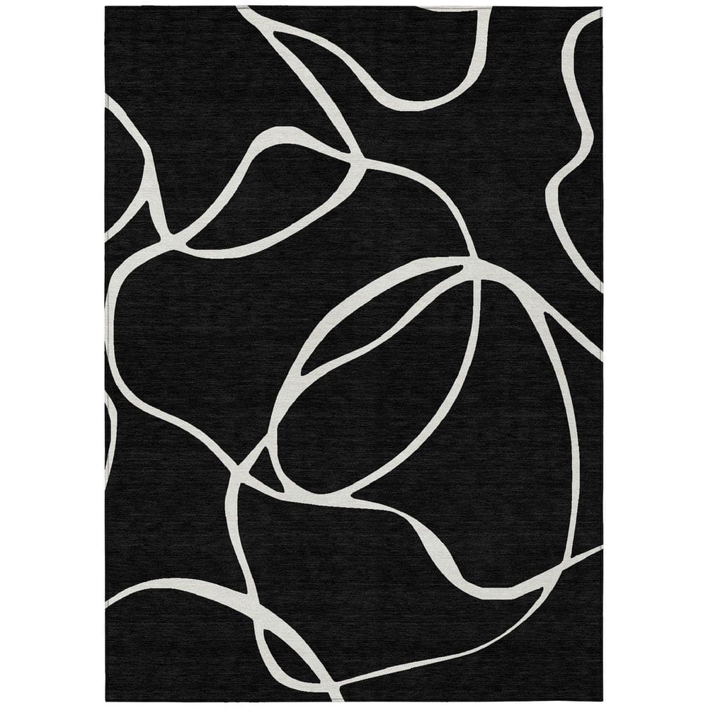 Chantille Machine Washable Indoor/Outdoor Abstract ACN999 Black 3 ft. x 5 ft. Area Rug price history on PriceWatchPro