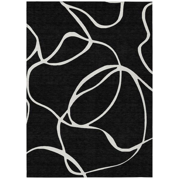 Chantille Machine Washable Indoor/Outdoor Abstract ACN999 Black 8 ft. x 10 ft. Area Rug