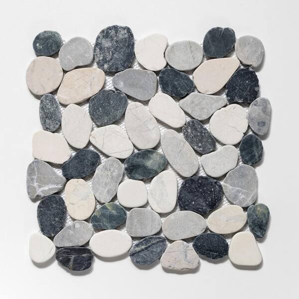 Pebble Stone Small Round Black Tile by Ocean Mosaics