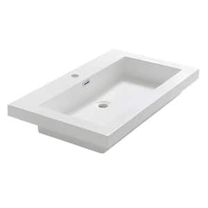 Medio 32 in. Drop-In Acrylic Bathroom Sink in White with Integrated Bowl
