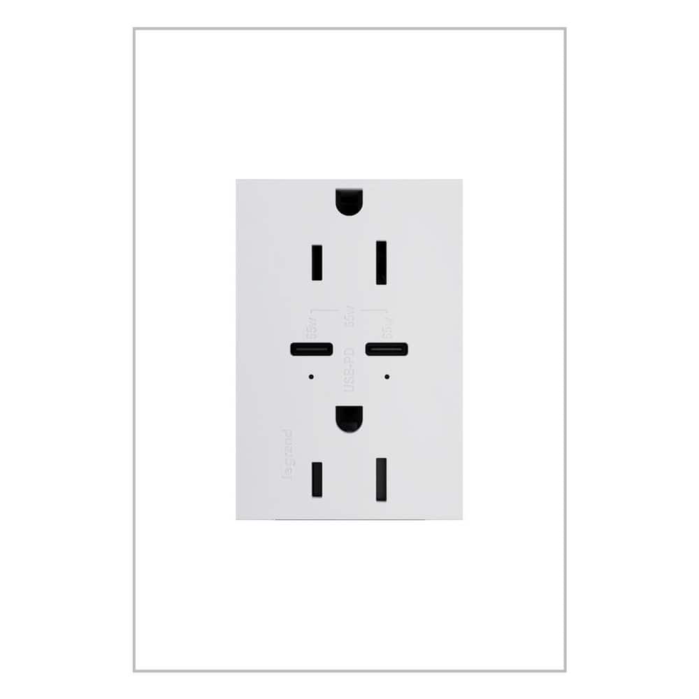 Adorne 15A Tamper-Resistant Ultra-Fast Plus 65W Power Delivery USB Type-C/C Duplex Outlet, White price history on PriceWatchPro