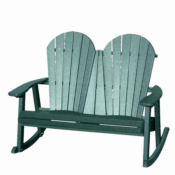 Vifah Roch Recycled Plastic Adirondack Patio Rocker Bench in Green-DISCONTINUED