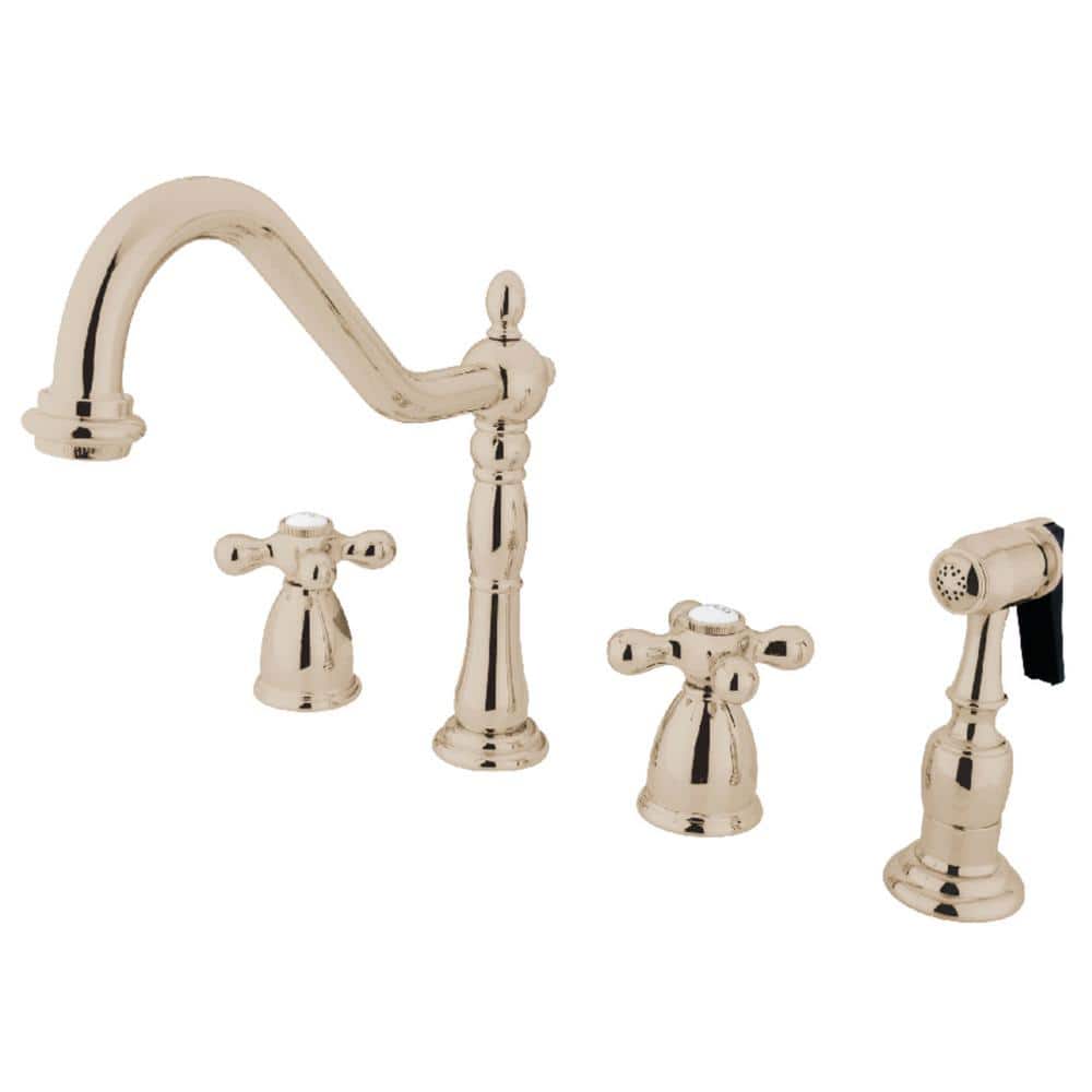 Heritage 2-Handle Standard Kitchen Faucet with Side Sprayer in Polished Nickel price history on PriceWatchPro