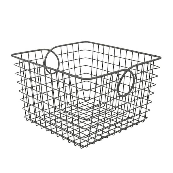 Spectrum Scoop 13 in. D x 12 in. W x 8 in. H Medium Industrial Gray Steel  Wire Storage Bin Basket Organizer 98976 - The Home Depot