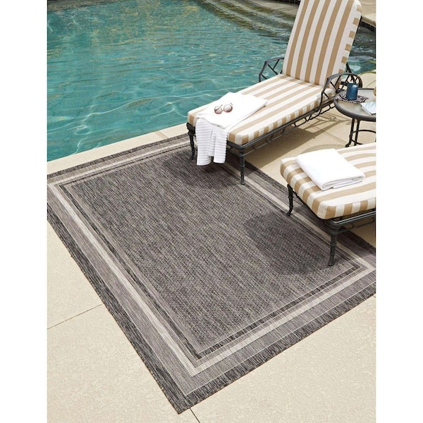 Unique Loom Pool Indoor/Outdoor Modern Rug Blue/Ivory 8' x 11' 4