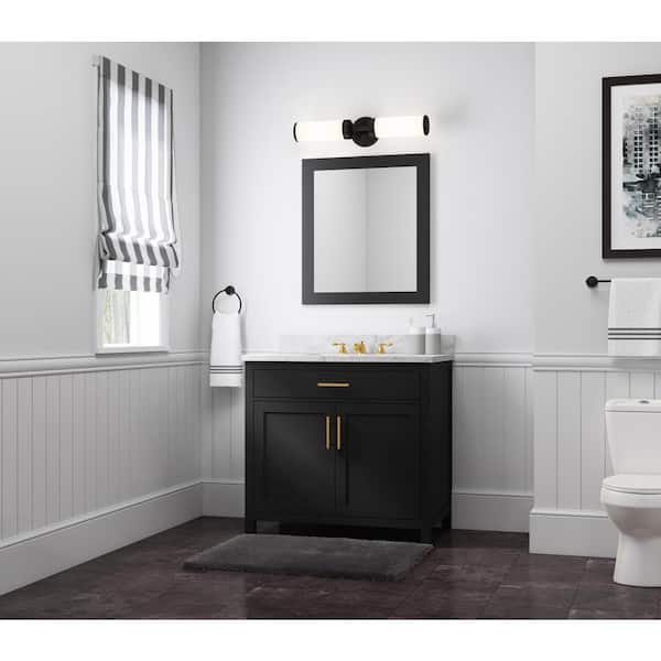Home Decorators Collection Bonheur 36 in. W x 22 in. Dx 34.5in. H Bathroom Vanity Side Cabinet in Black w/Ceramic Vanity Top in White w/White Basin