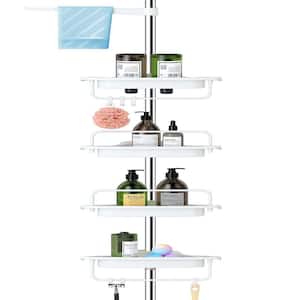 White 4-Tier Adjustable Shelves Shower Caddy Corner for Bathroom, Bathtub Storage Organizer for Shampoo Accessories