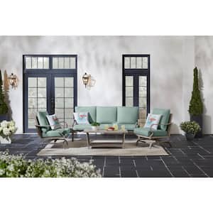 Windemere 4-Piece Aluminum Outdoor Patio Seating Set with Sofa with Sunbrella Canvas Spa Cushions