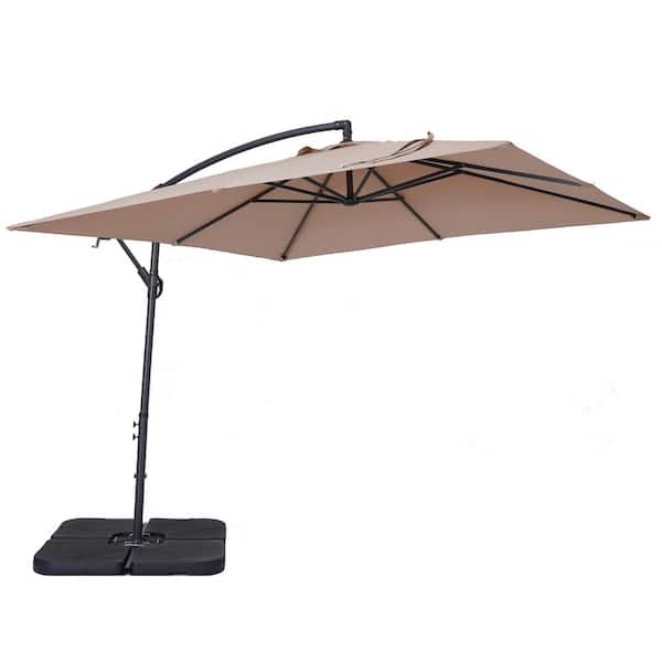 Unbranded 8.2 ft. x 8.2 ft. Square Cantilever Patio Umbrella in Sand Color with Umbrella Base