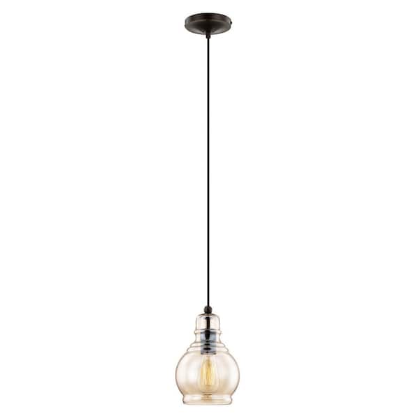 AVIANCE LIGHTING Midand 1-Light English Bronze Mini Pendant with Champagne glass