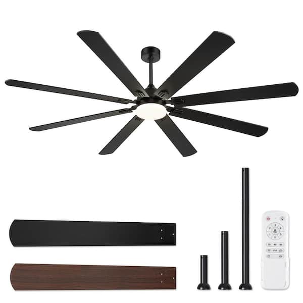 80 in. Smart Indoor/Covered Outdoor Black Bright LED Modern Ceiling Fan with Lights and Remote and Dual-Finish Blades