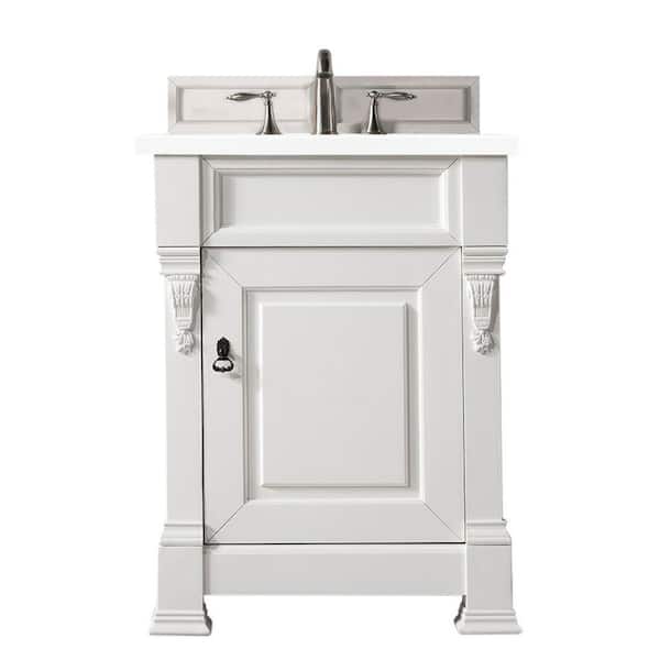 James Martin Vanities Brookfield 26.0 in. W x 23.5 in. D x 34.3 in. H Bathroom Vanity in Bright White with White Zeus Quartz Top