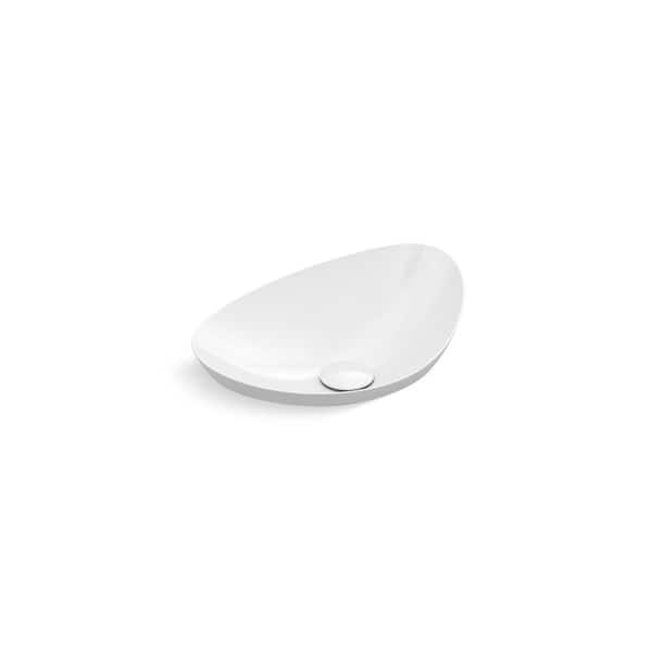 Veil 21 in. Trough Vessel Bathroom Sink In White with No Overflow Drain