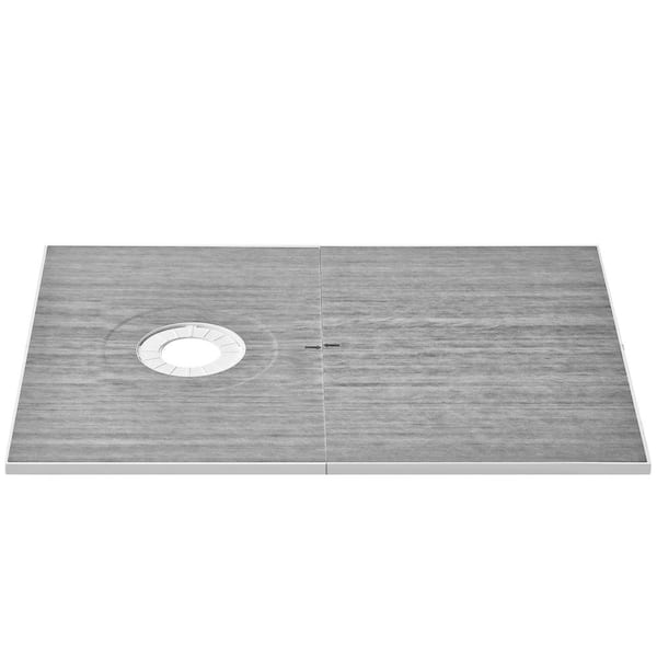 SKYSHALO Shower Curb Kit, 60x38 in. Shower Pan Kit with 6.3in. Offset Drain, Lightweight EPS Kits with 2 Cloths PVC Flange