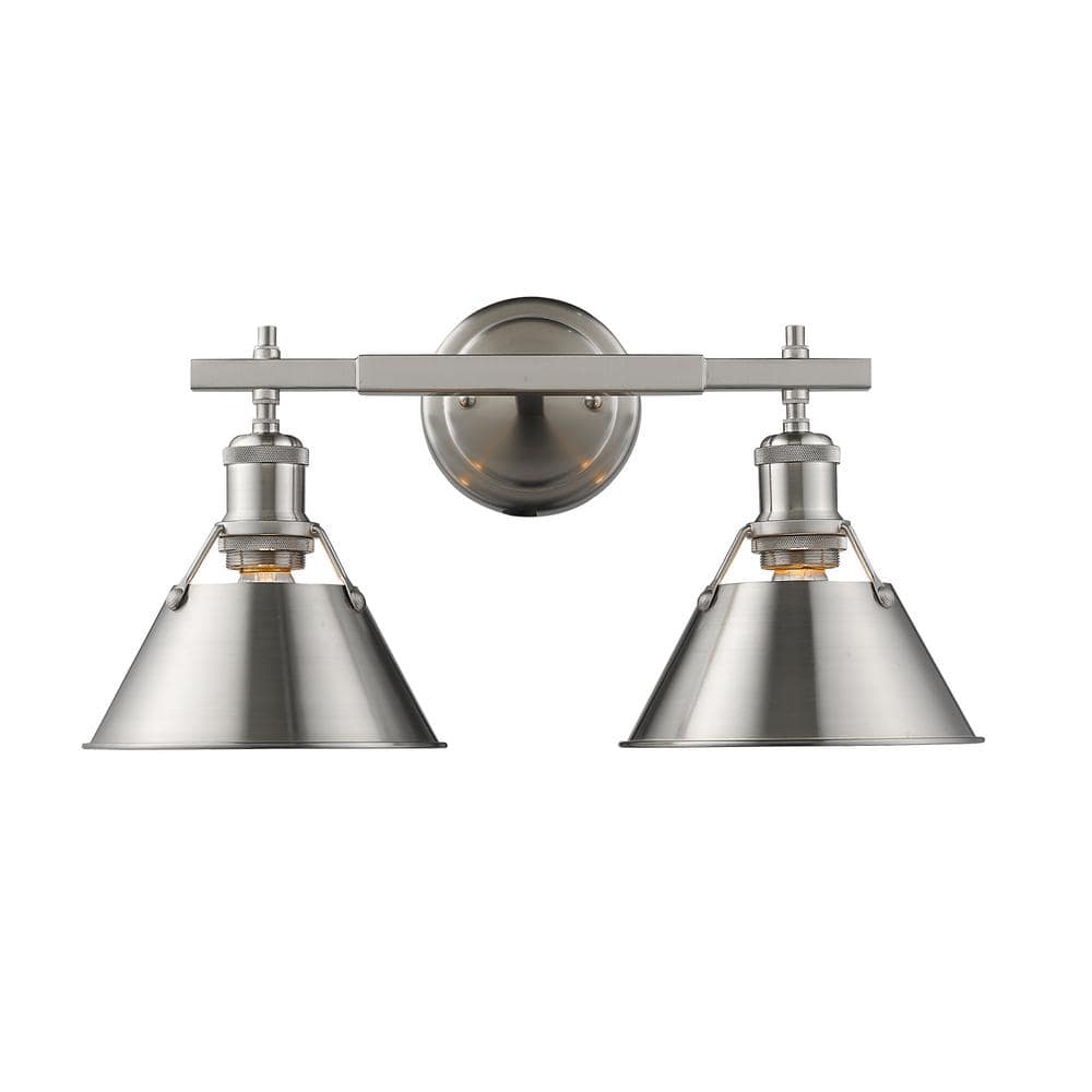 Pewter Transitional 2-Light Bath Vanity Fixture
